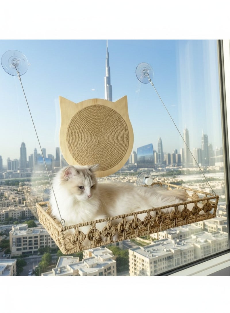 A.M Cat Hammock, Balcony Window, Cat Hammock, Pet Cat Bed, Cat Perch Accessories, with Scratcher - Image 1